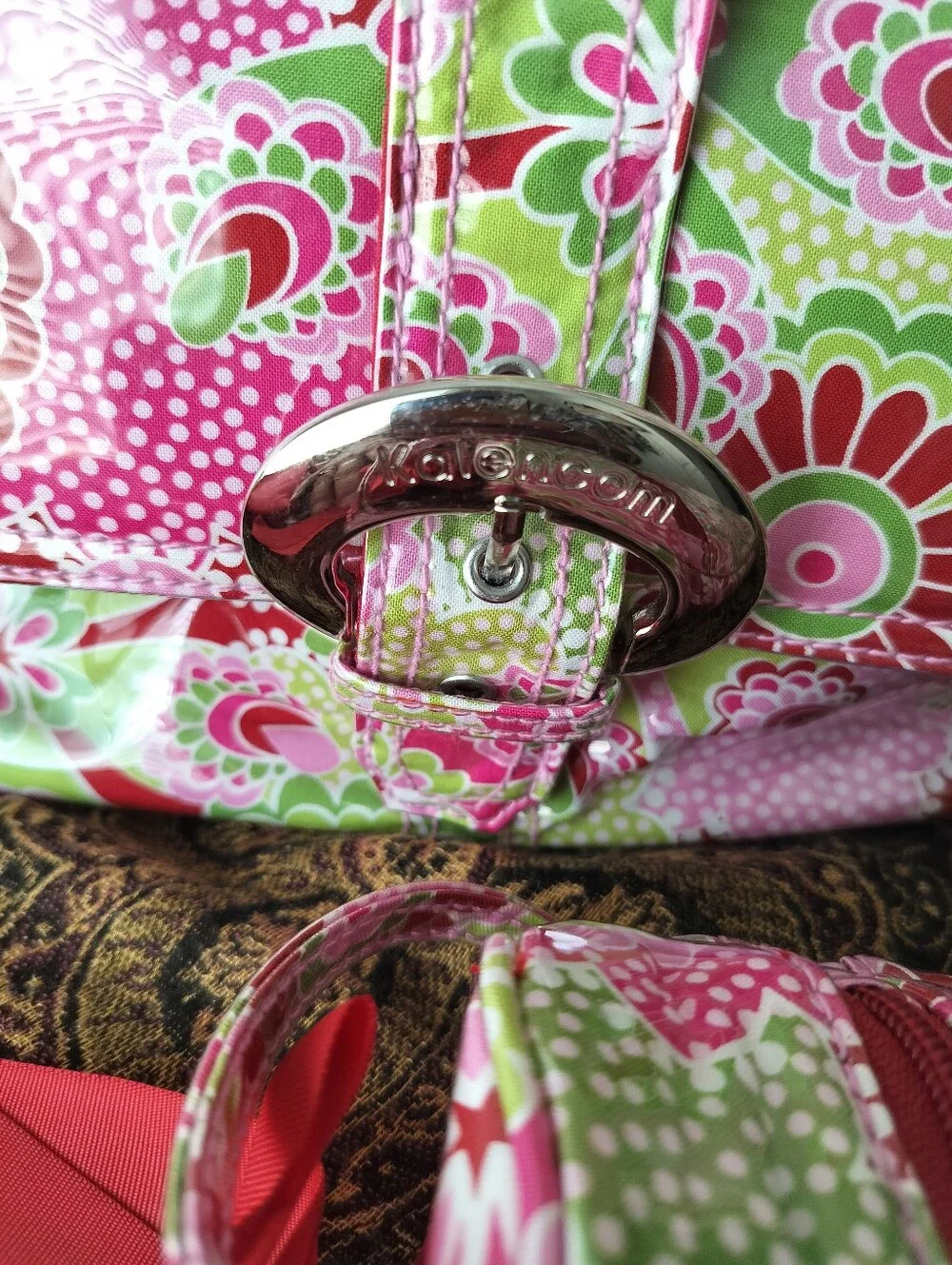 Kalencom Laminated Buckle Diaper Bag Set - Gypsy Paisley Cotton Candy NWOT 2012